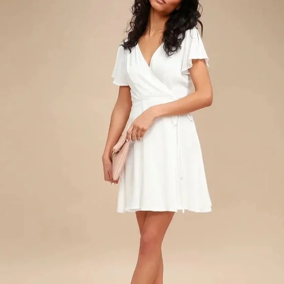 Lulus | Dresses | Lulus White Wrap Dress | Poshmark